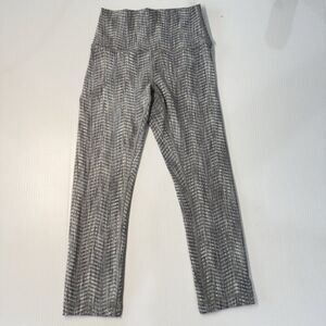 Lululemon Wunder Under Crop Hi-Rise 21" Luon Arrow Jacquard Silver Sz 4